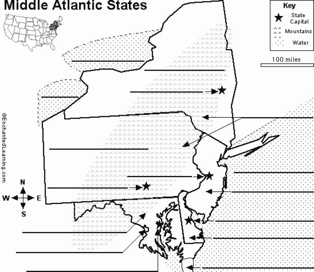 Mid Atlantic States And Capitals Map Printable Map