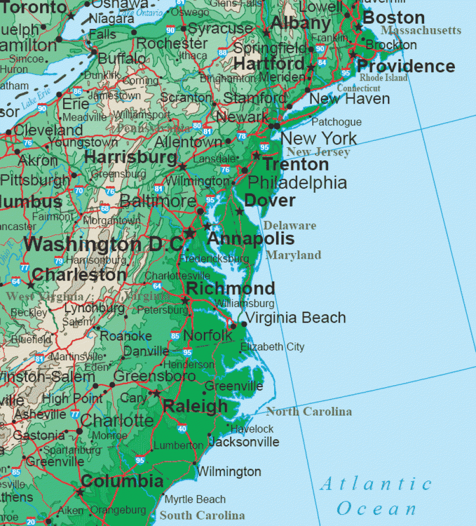 Mid Atlantic States And Capitals Map Printable Map