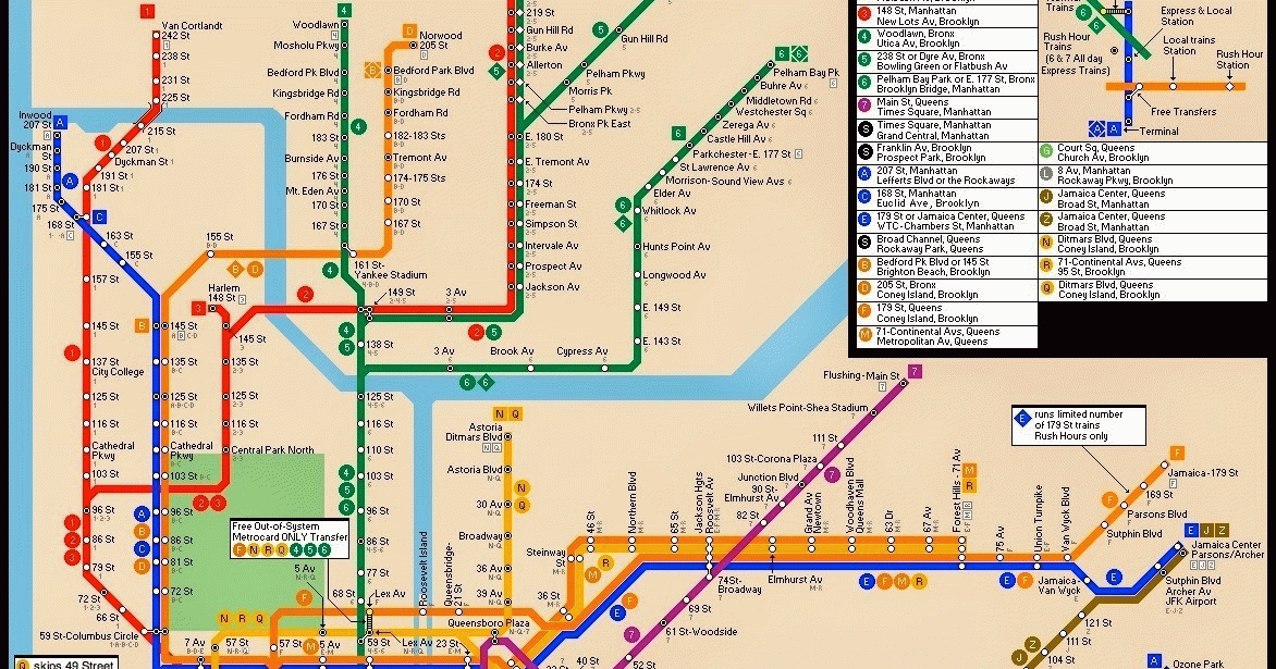 New York City Subway Map Free Printable Maps New York City Subway Map Free Printable Maps