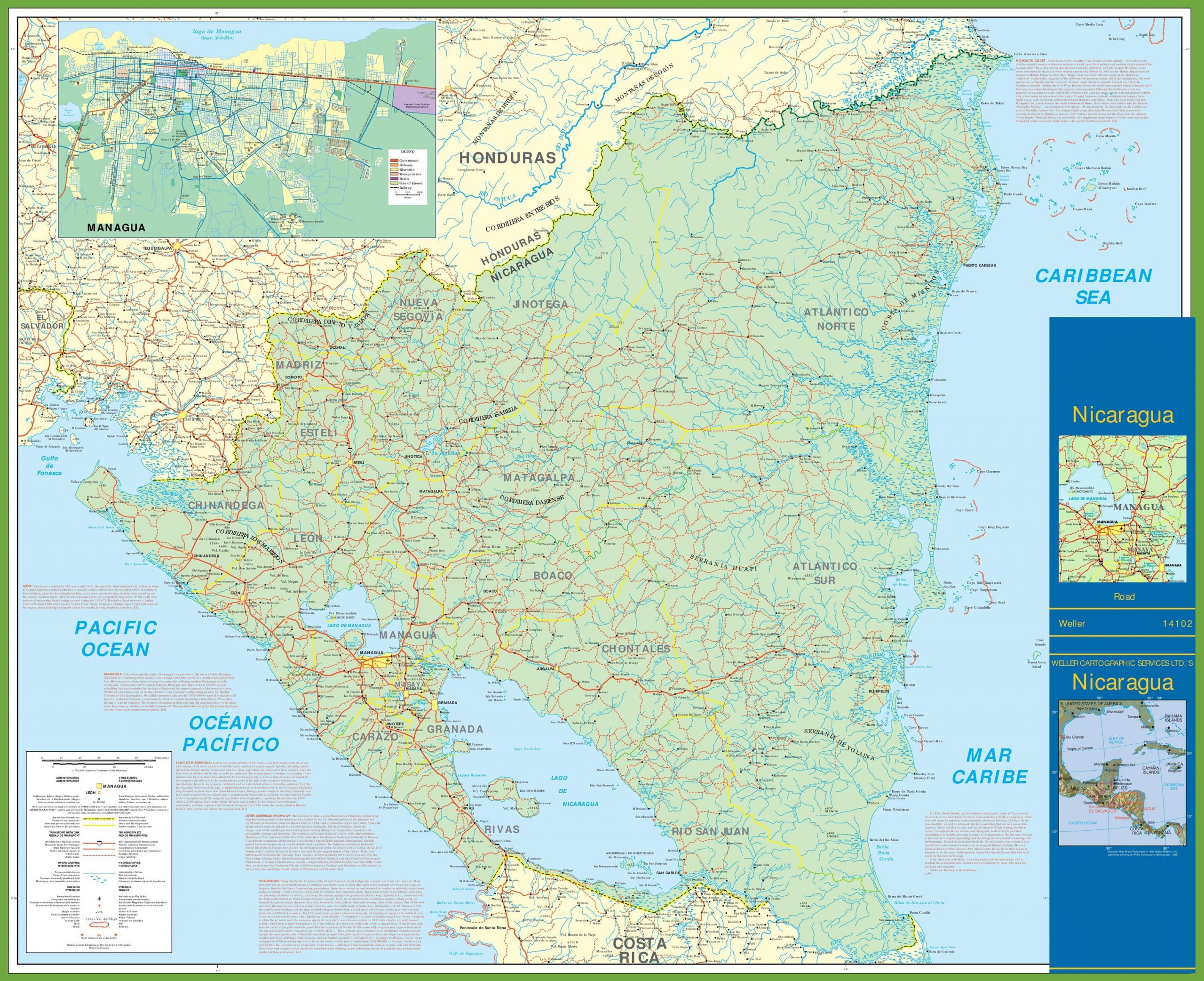 Nicaragua Maps Printable Maps Of Nicaragua For Download