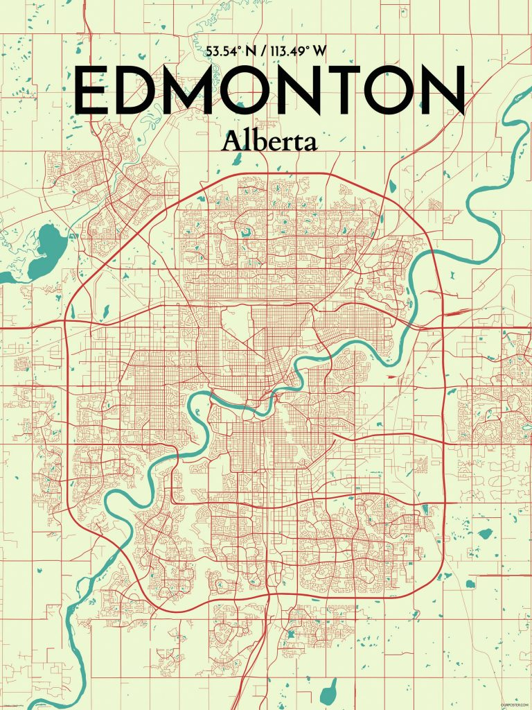 Ourposter edmonton City Map Graphic Art Print Poster In