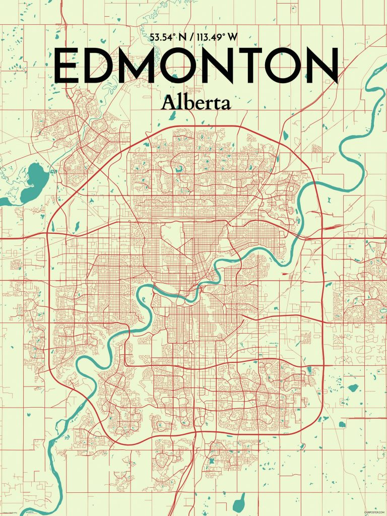 Ourposter edmonton City Map Graphic Art Print Poster In 