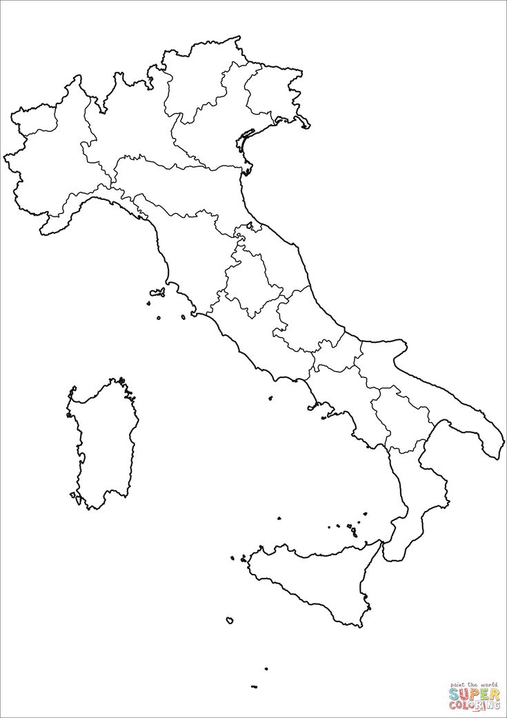 Outline Map Of Italy With Regions Coloring Page From Italy