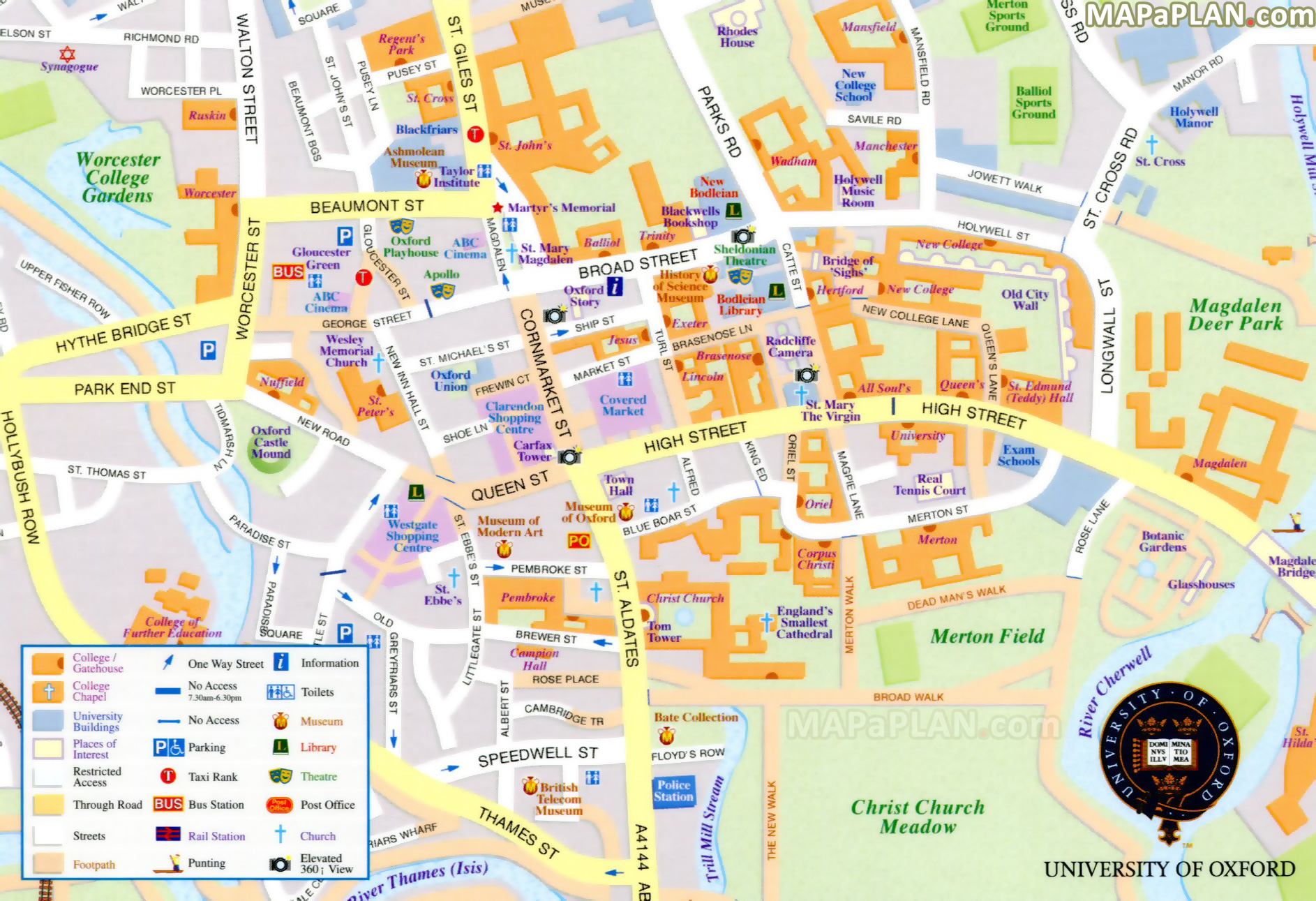 Oxford Map What To See Where To Go What To Do Town 