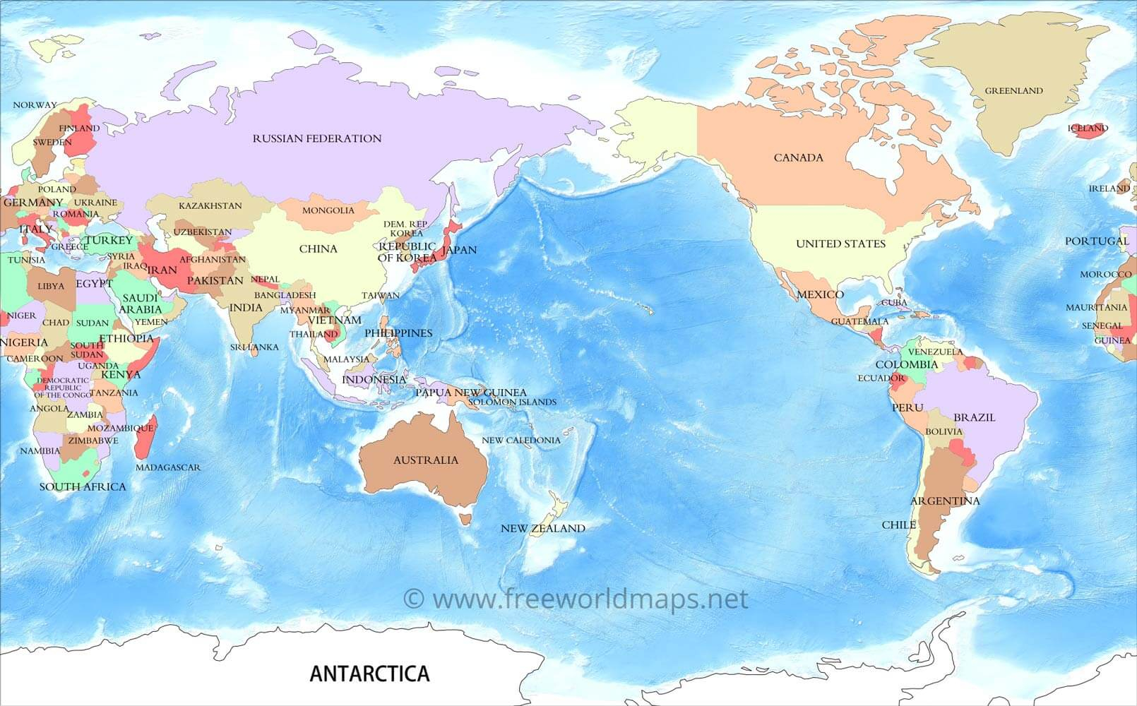 Pacific Centered World Map Pacific Centered World Map
