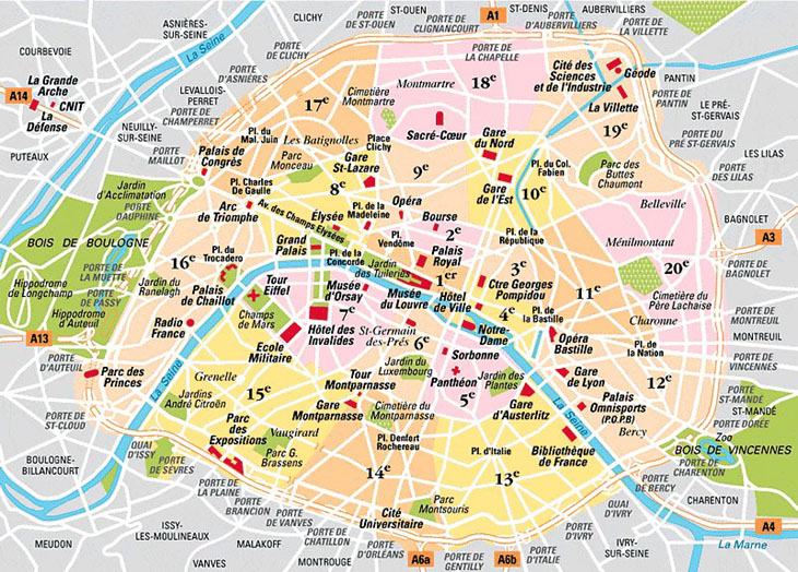 Paris Arrondissement Map With Detailed Information On Top