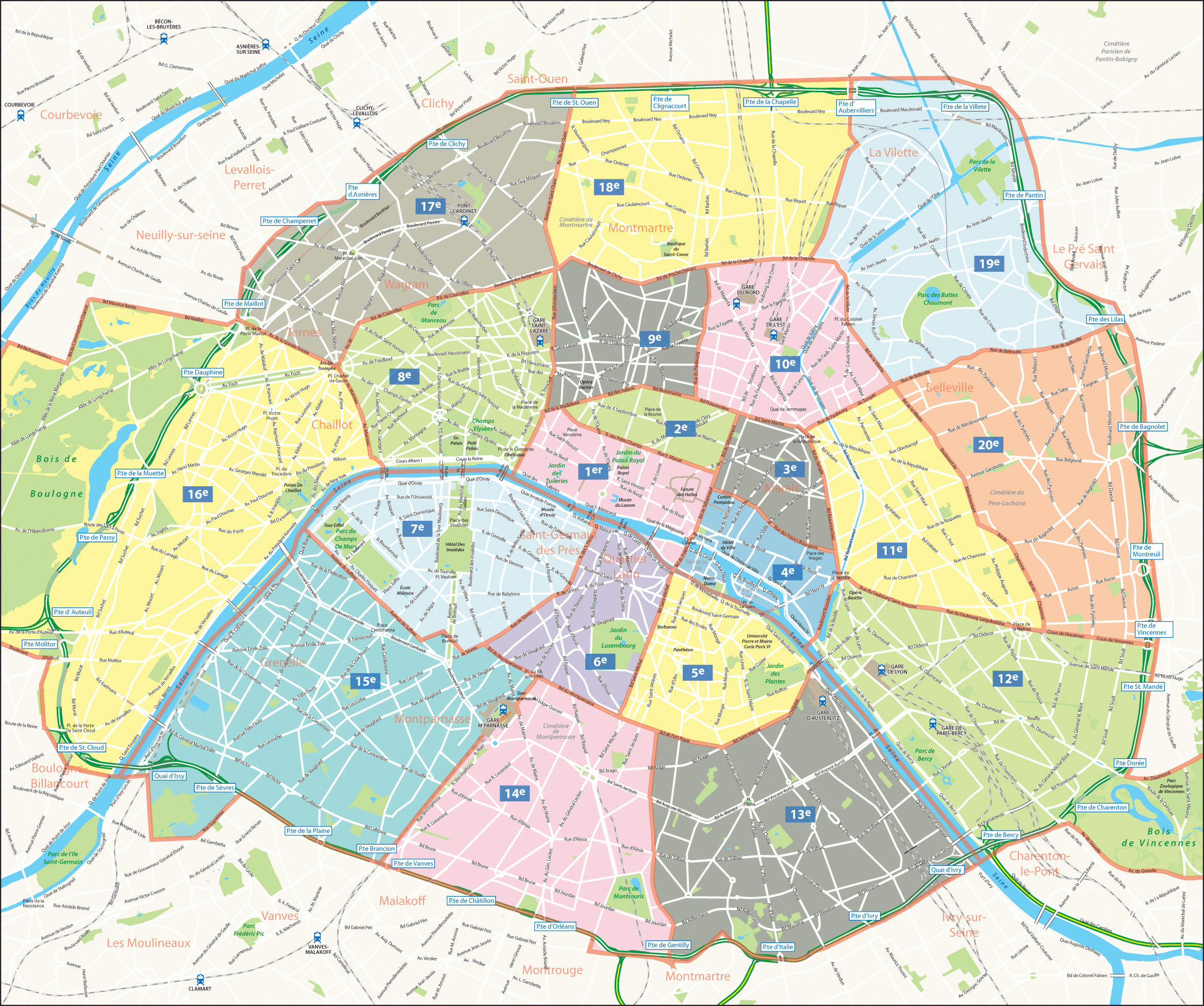 Paris Vector Maps Vector Kaarten Vector Karte Plan 