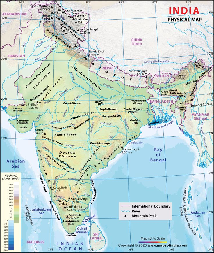 Physical Map Of India India Map Physical Map Geography Map
