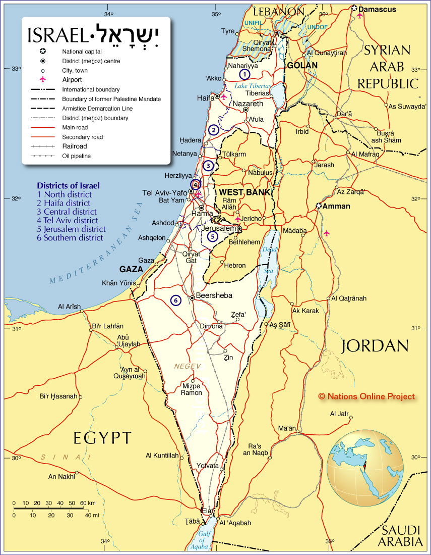 Political Map Of Israel Nations Online Project
