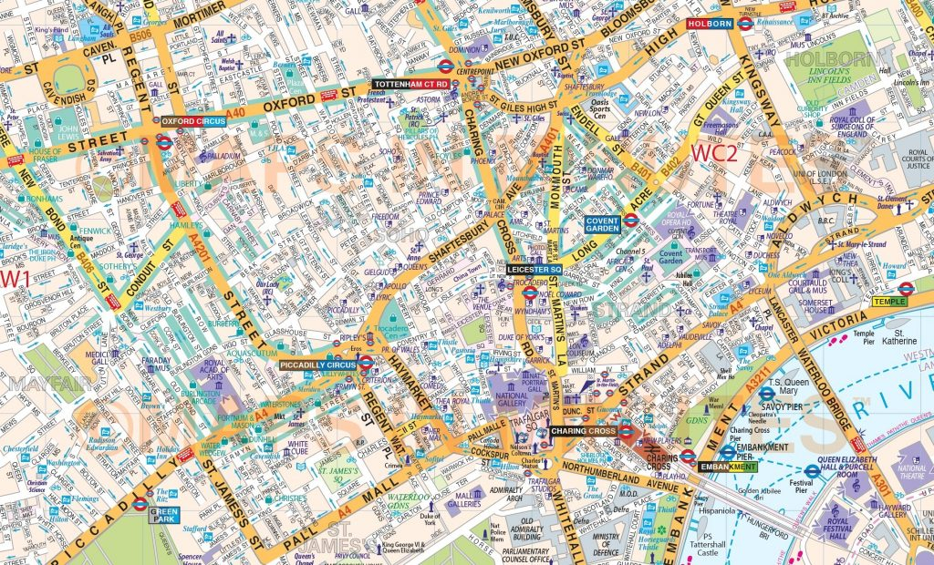 Printable London Street Map Download Of Central Major 