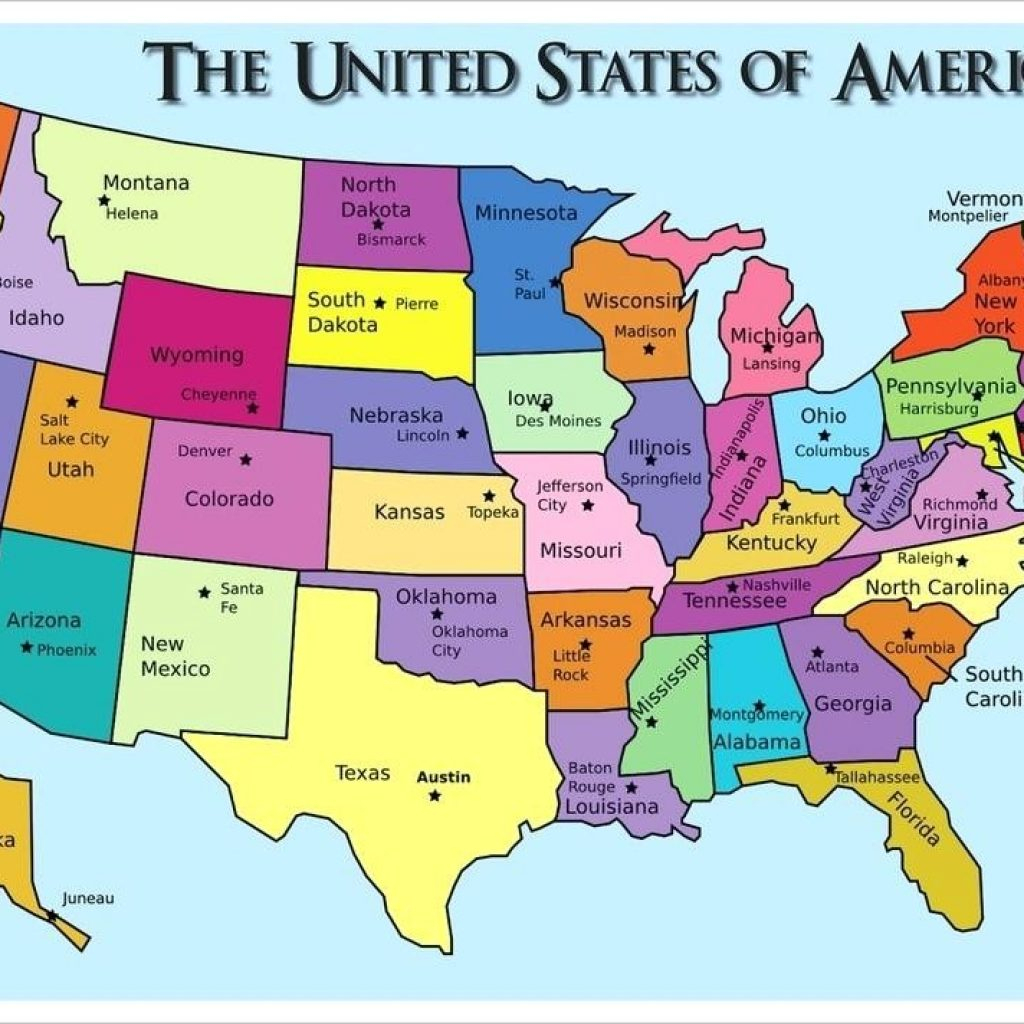 Printable Us Map With State Names And Capitals Best Map 