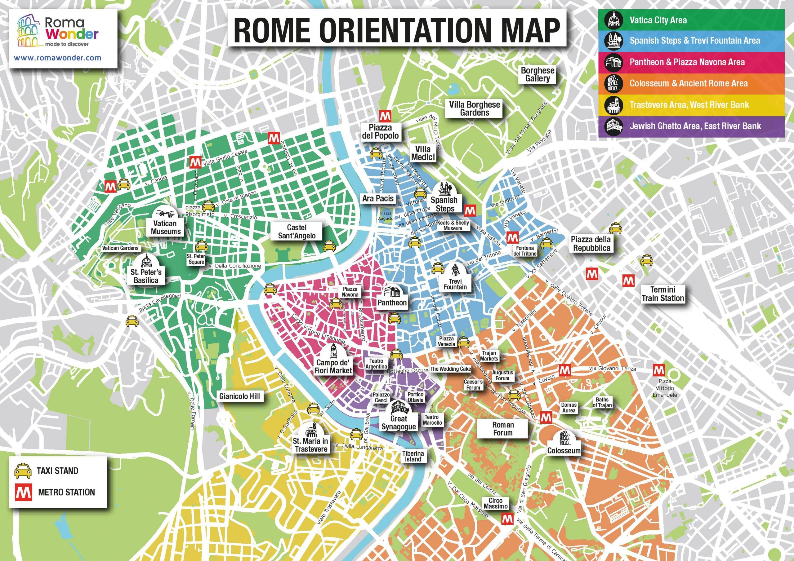 Rome Sightseeing Map Map Of Rome Tourist Sites Lazio 