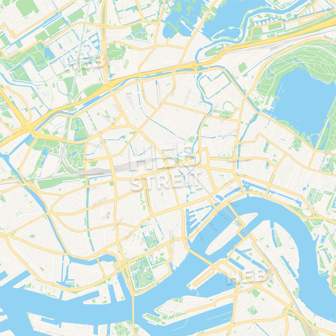 Rotterdam Netherlands Vector Map Classic Colors 