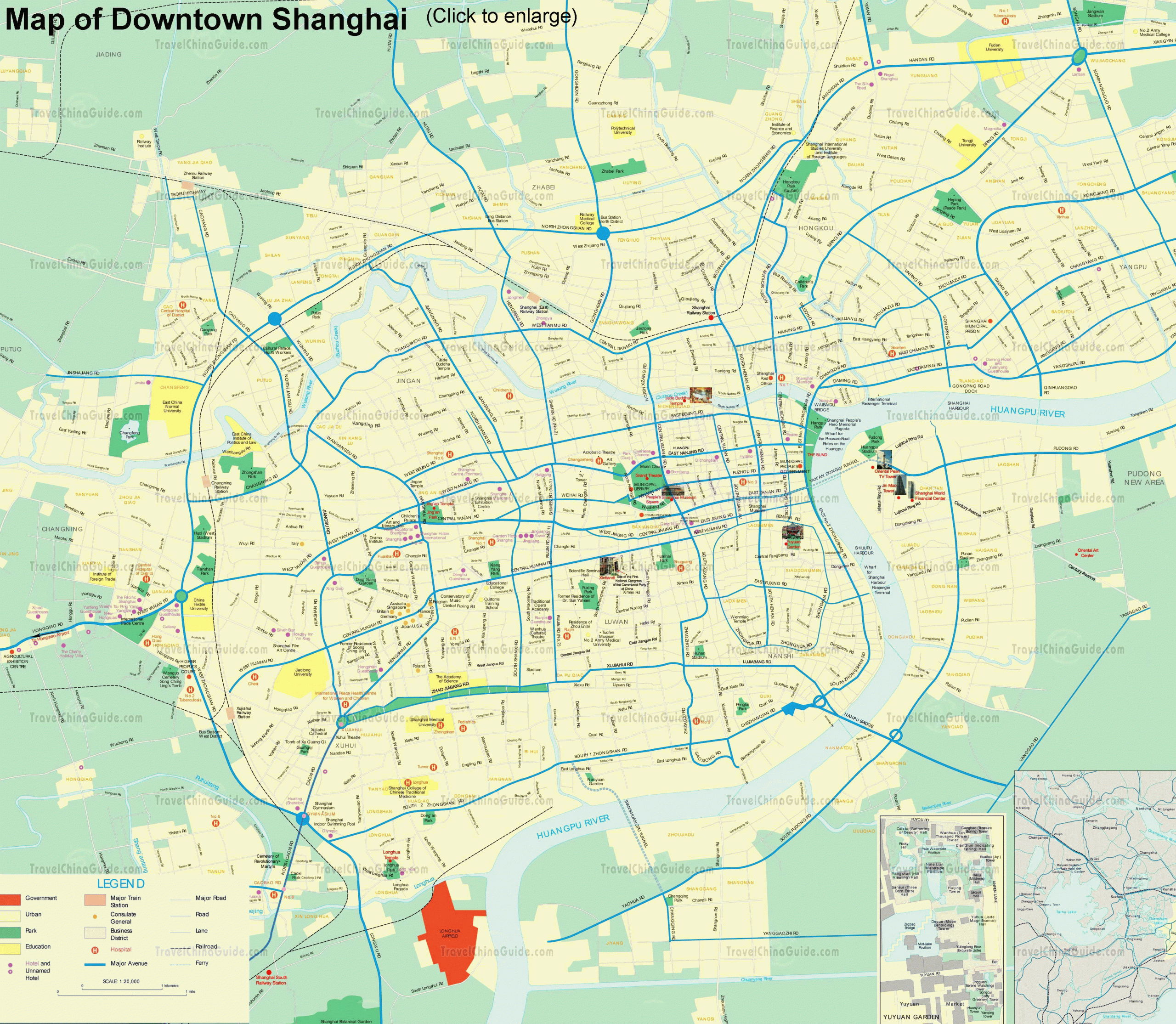 Shanghai Maps China Tourist Attractions Districts City 