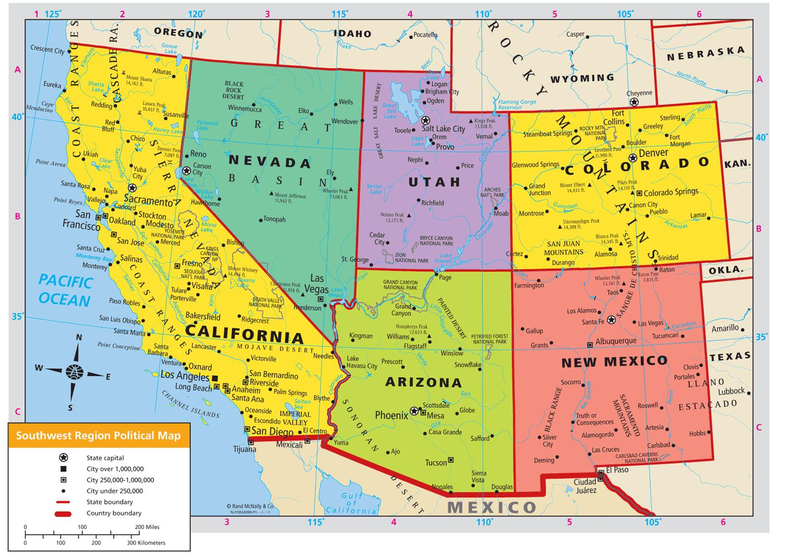 Southwest States Map Map Of Southwest US States Southwest States Map Map Of Southwest US States