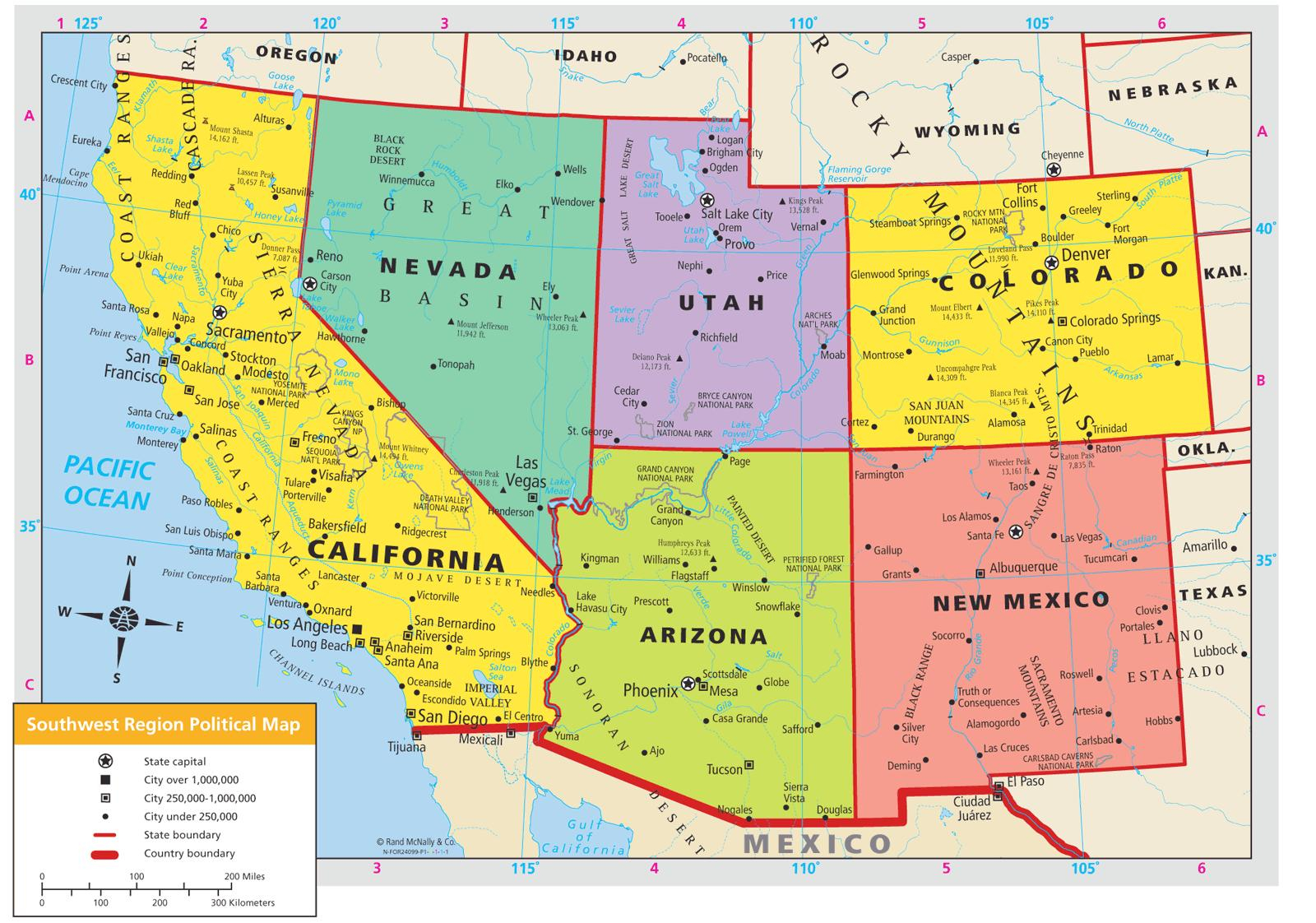 Southwest USA Map South West USA Map Northern America 