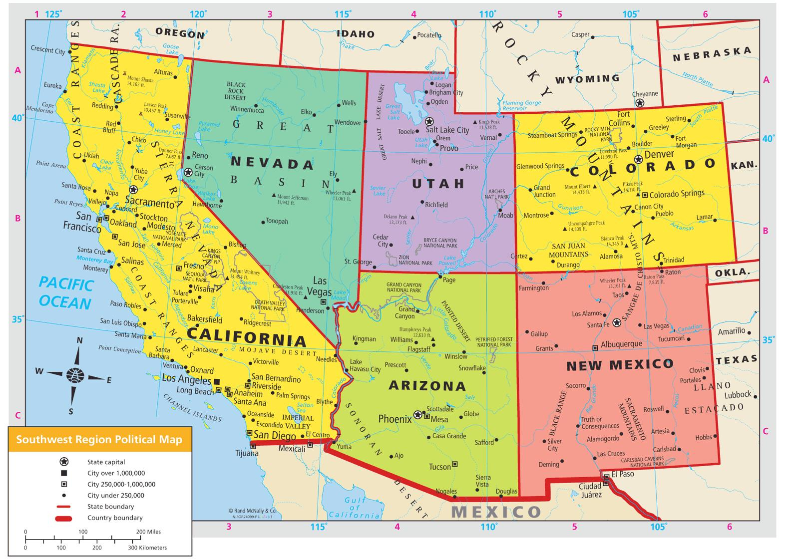 Southwest USA Map South West USA Map Northern America Southwest USA Map South West USA Map Northern America
