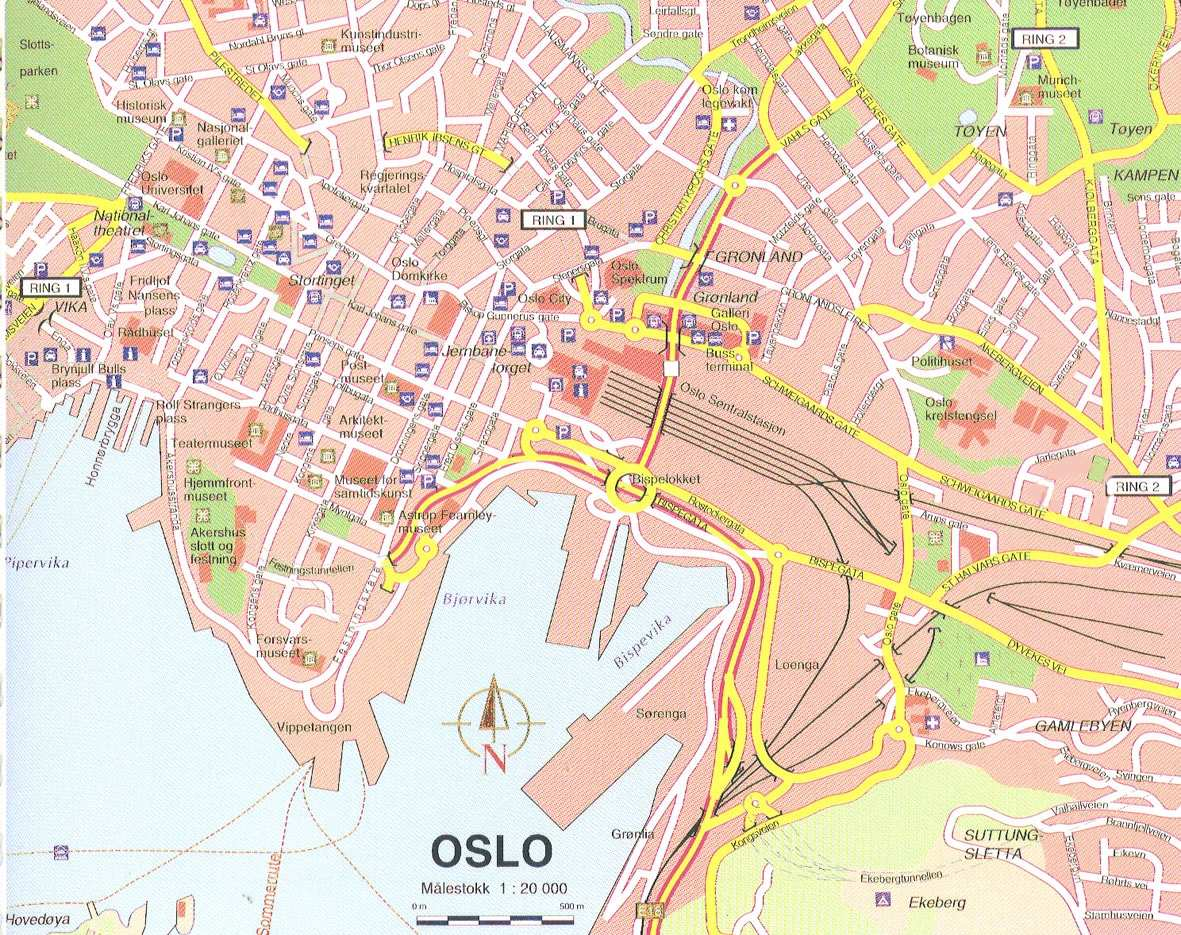 Stadtplan Von Oslo Detaillierte Gedruckte Karten Von 