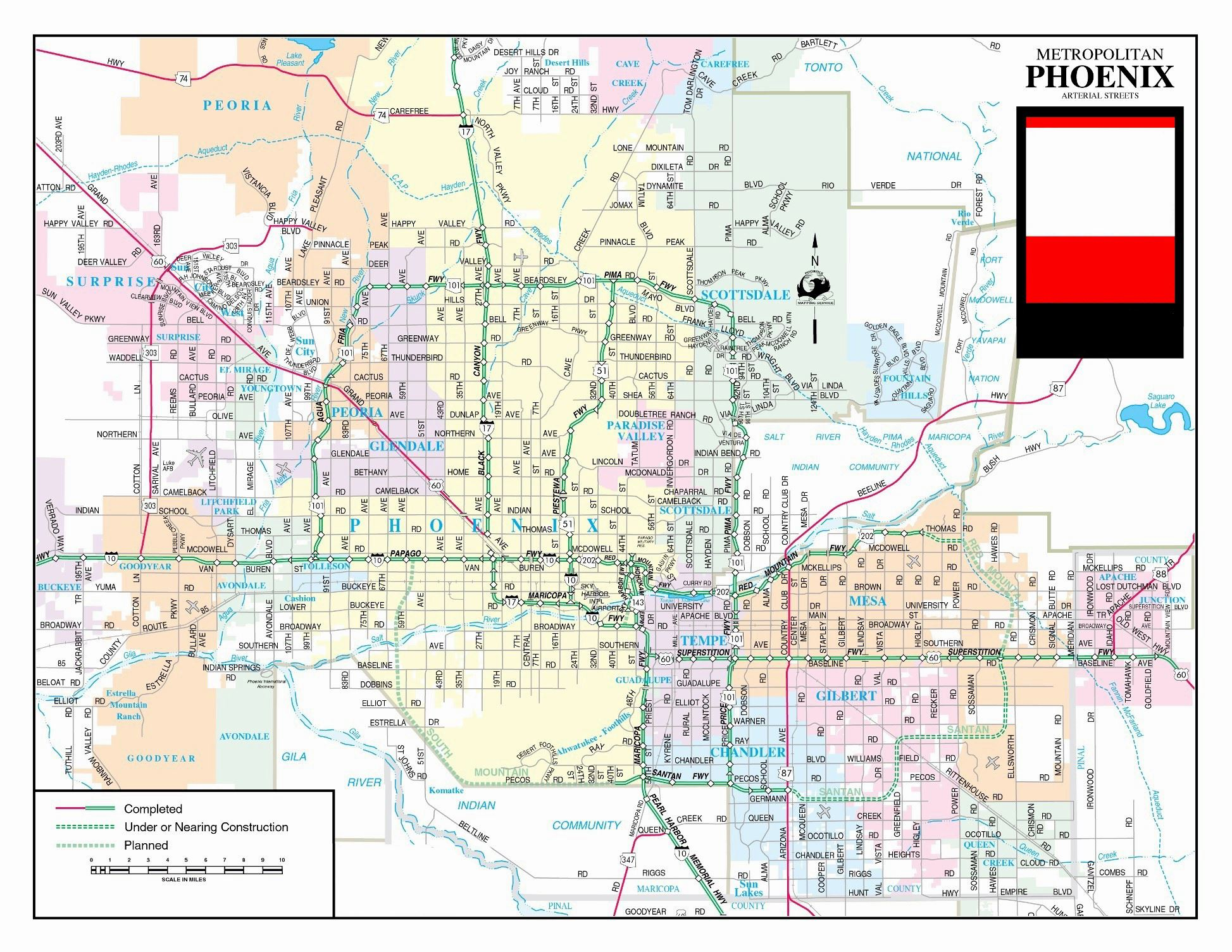 Stadtplan Von Phoenix Detaillierte Gedruckte Karten Von 