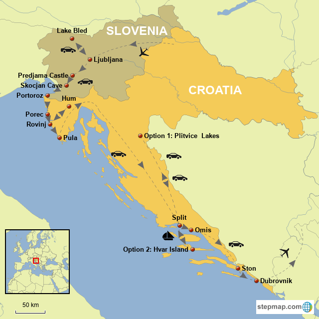 StepMap 12 Days Slovenia And Croatia Landkarte F r Germany