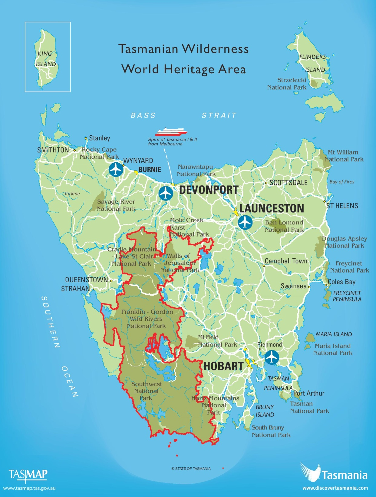 Tasmania National Parks Map Tasmania National Parks Map