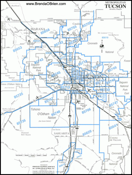 Tucson Zip Code Map Tucson Zip Code Map