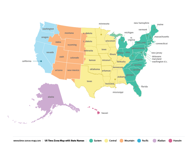 US Time Zone Map