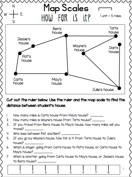 Using A Map Scale Worksheets Free Map Activities 