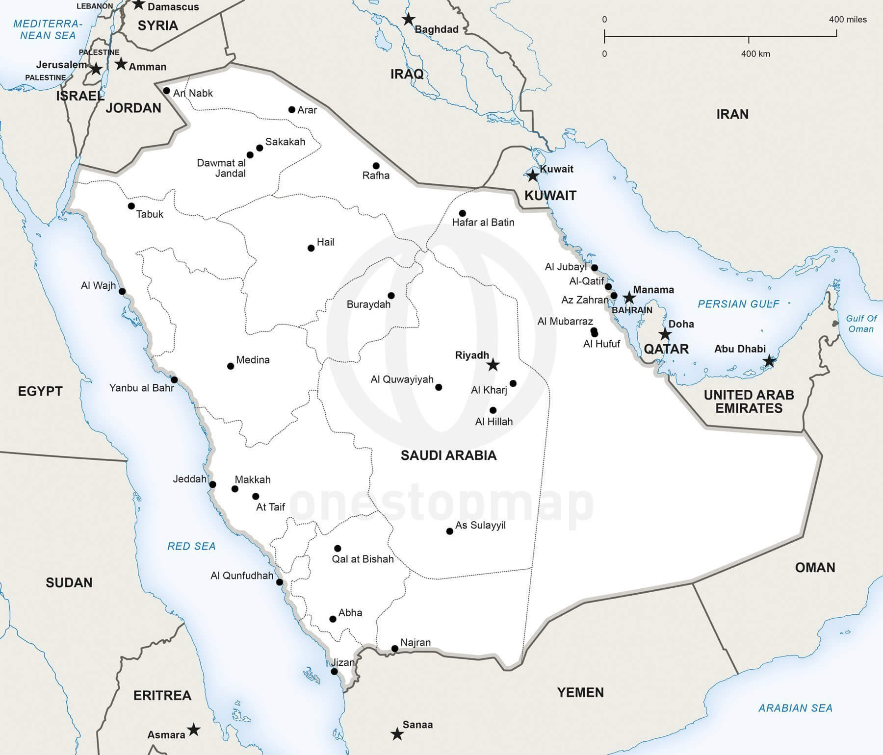 Vector Map Of Saudi Arabia Political One Stop Map