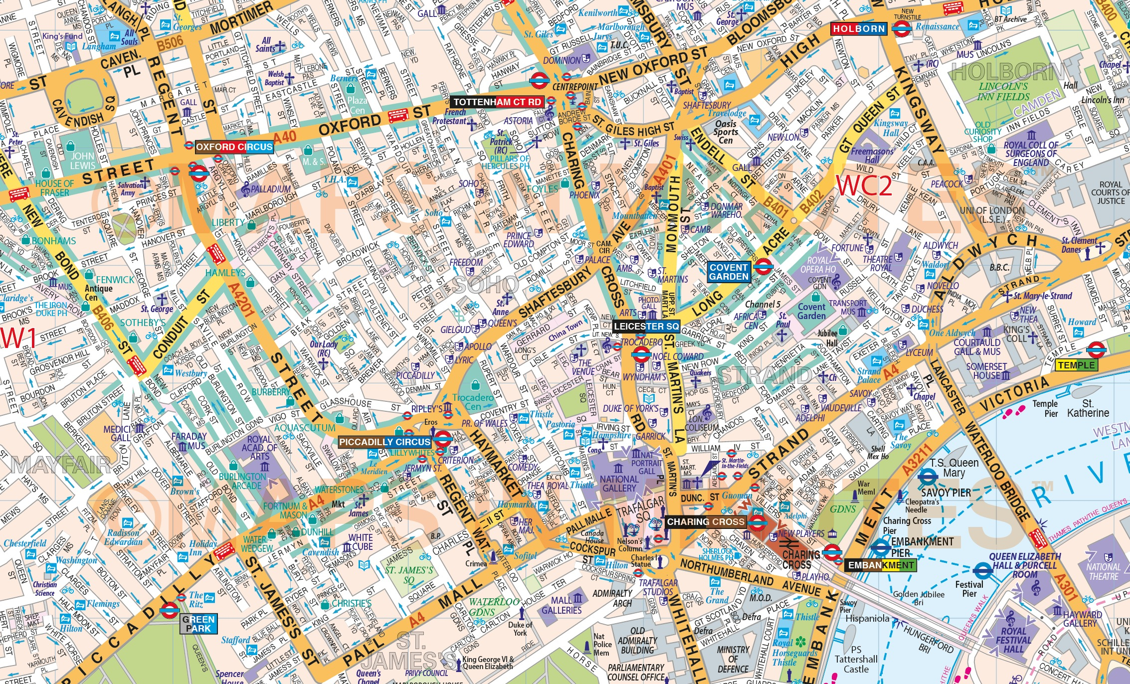 VINYL Central London Street Map Large Size 1 2m D X 1 67m W