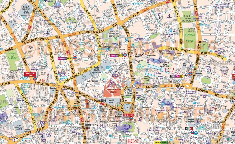 VINYL Central London Street Map Large Size 1 2m D X 1 67m W