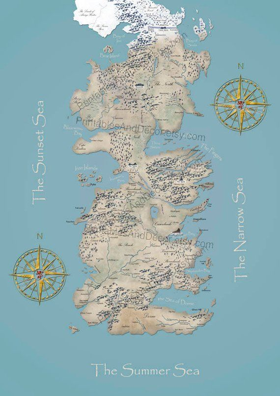 Westeros Map Printable Game Of Thrones Map Of Westeros 