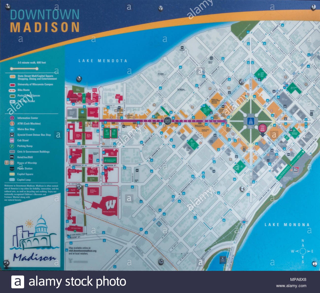 Wisconsin County Bicycle Maps Printable Map Of Downtown 