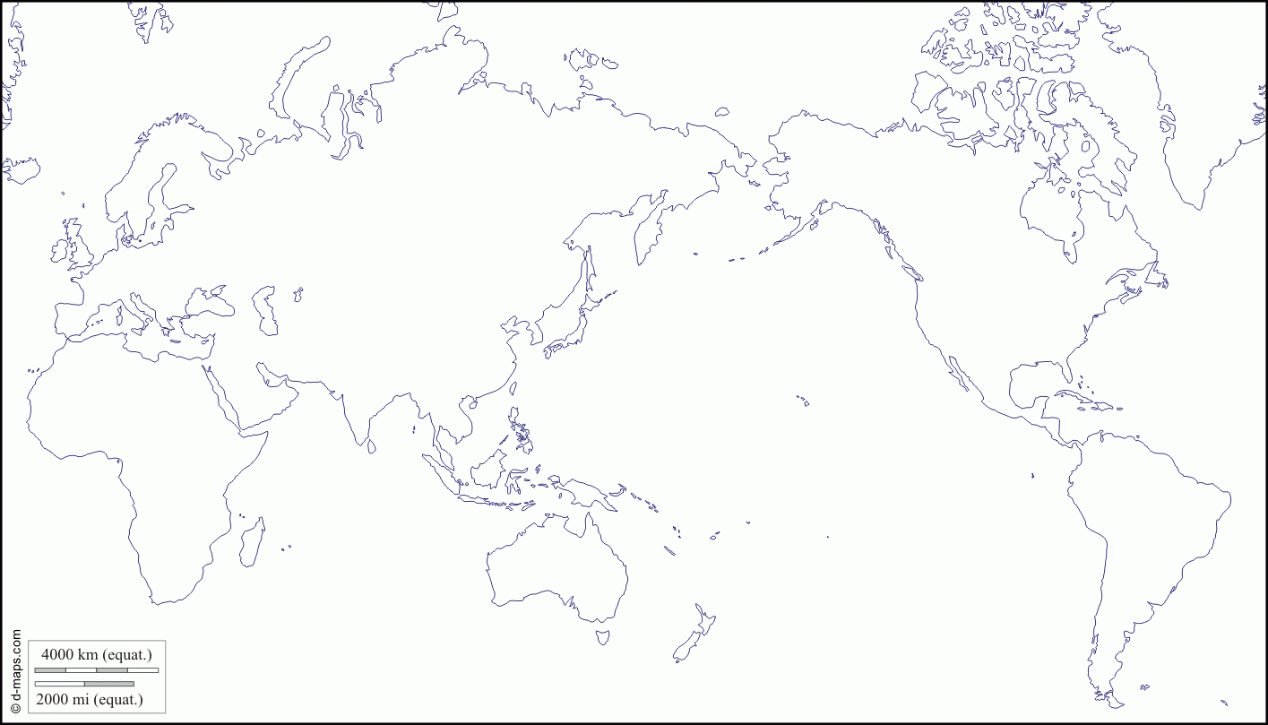 World Pacific Ocean Centered Free Map Free Blank Map 