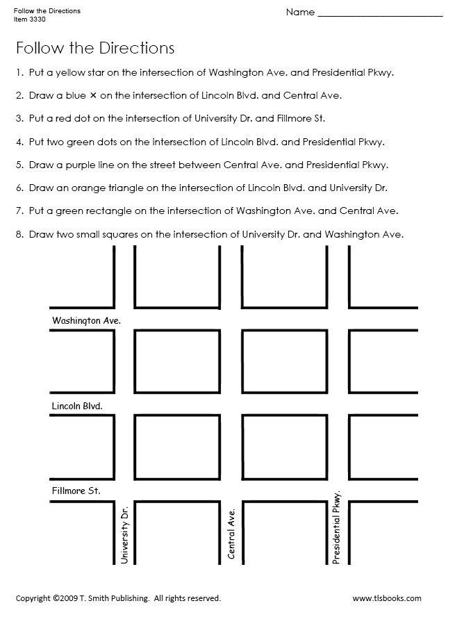 15 Best Images Of Map Directions Worksheet Following 