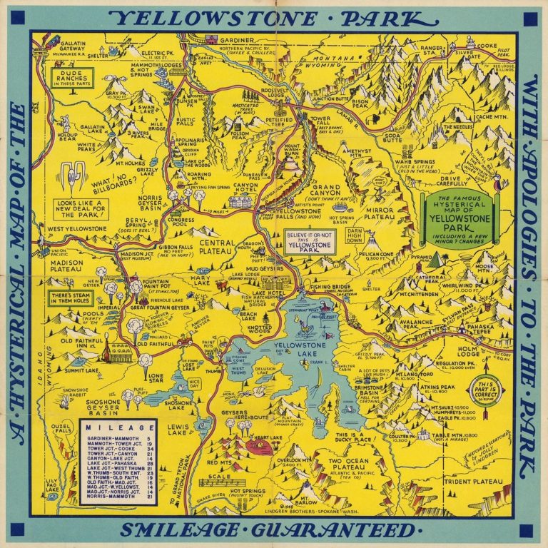 A Hysterical Map Of The Yellowstone Park With Apologies To