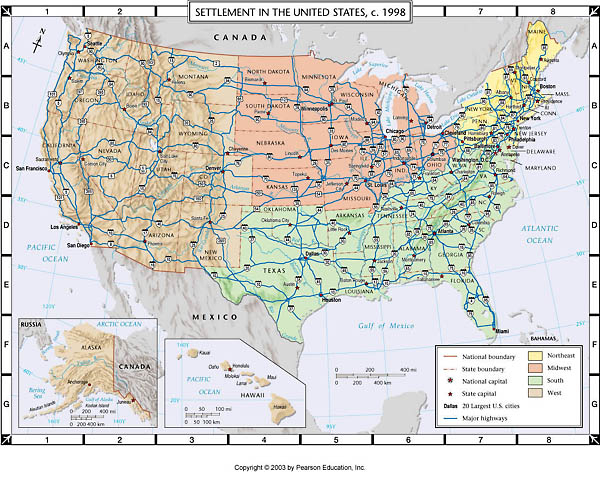 Atlas Map Settlement Of The United States C 1998 Atlas Map Settlement Of The United States C 1998
