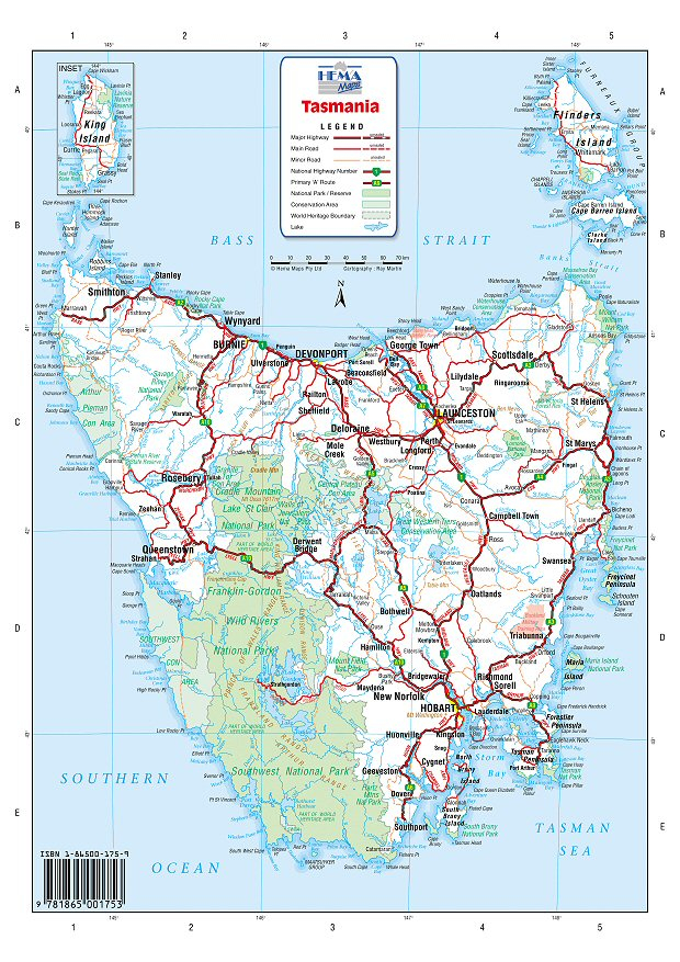 Australia Road Maps Tasmania