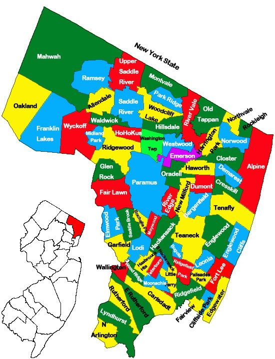 Bergen County Map Bergen County Bergen County New 