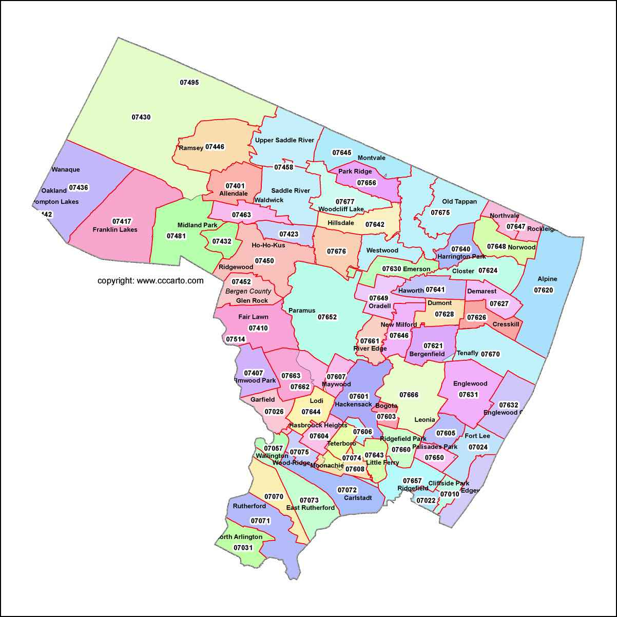 Bergen County Nj Map With Towns