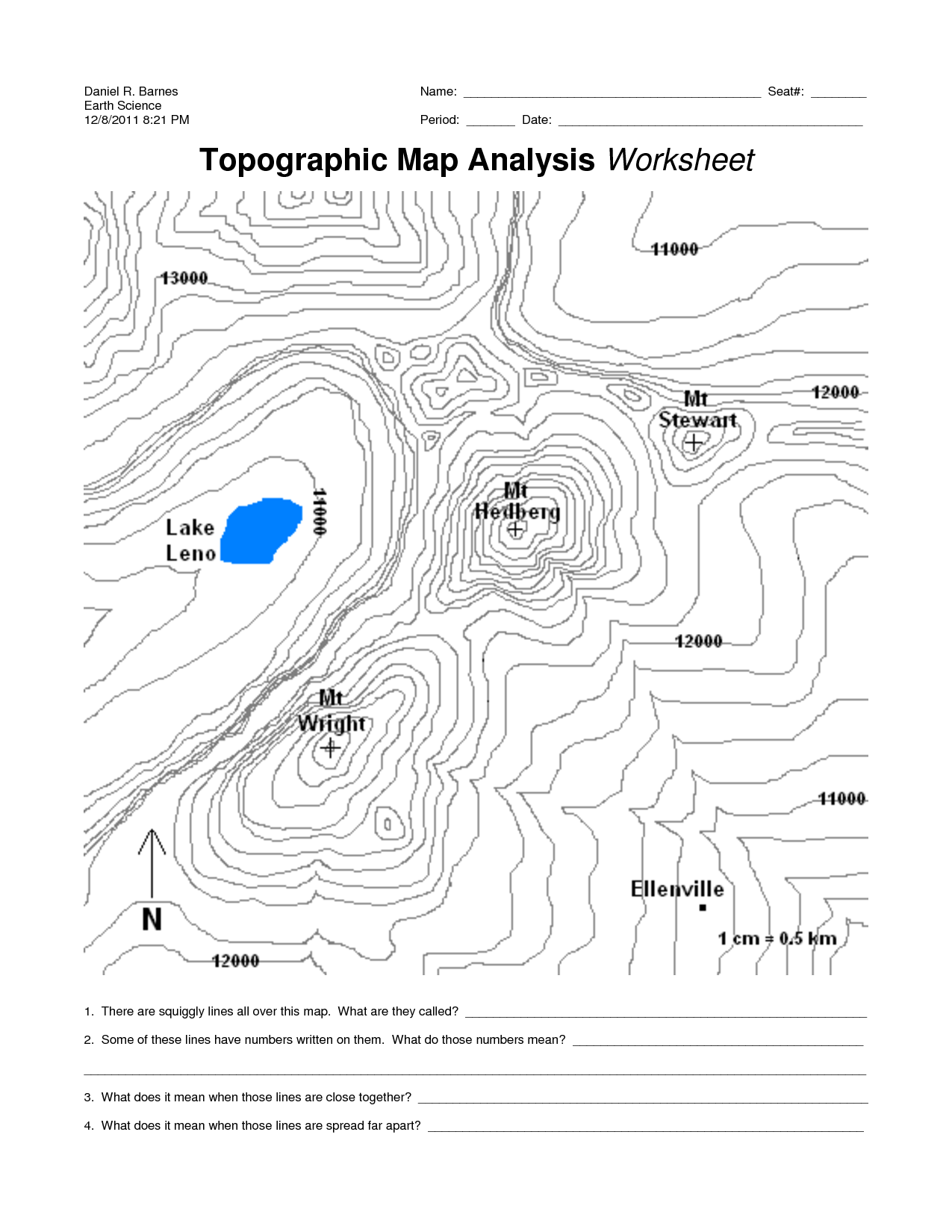 Contour Lines Topographic Map Worksheets Map Worksheets 