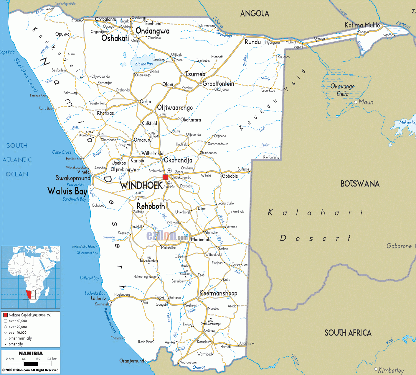 Detailed Clear Large Road Map Of Namibia And Namibian Road 