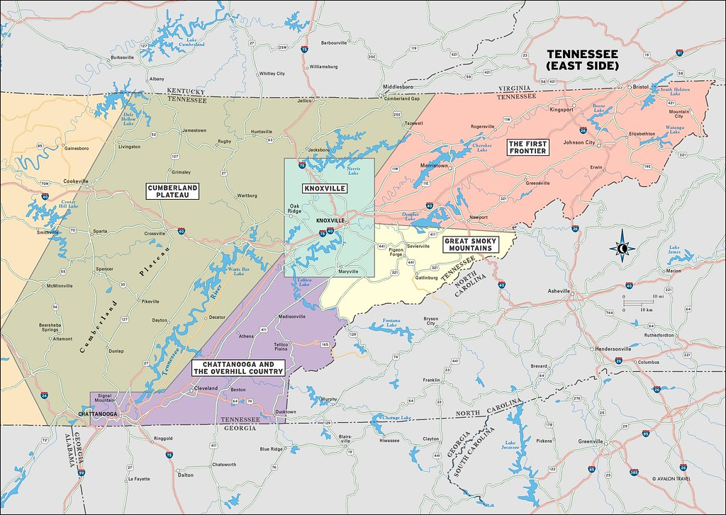 East Tennessee Travel Map From Moon Tennessee Map Of 