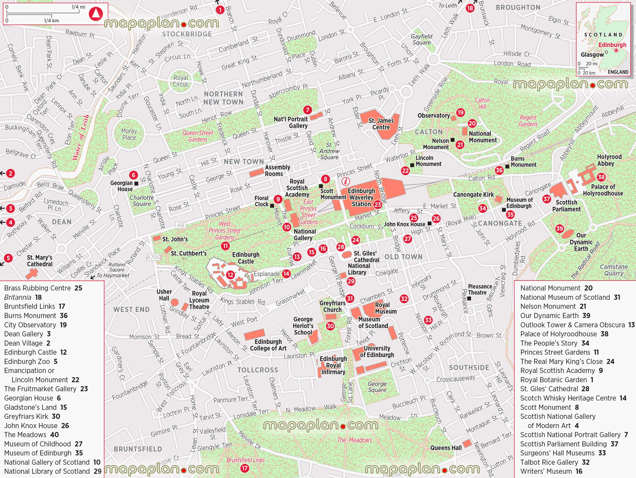 Edinburgh Map Edinburgh City Centre Free Travel Guide 