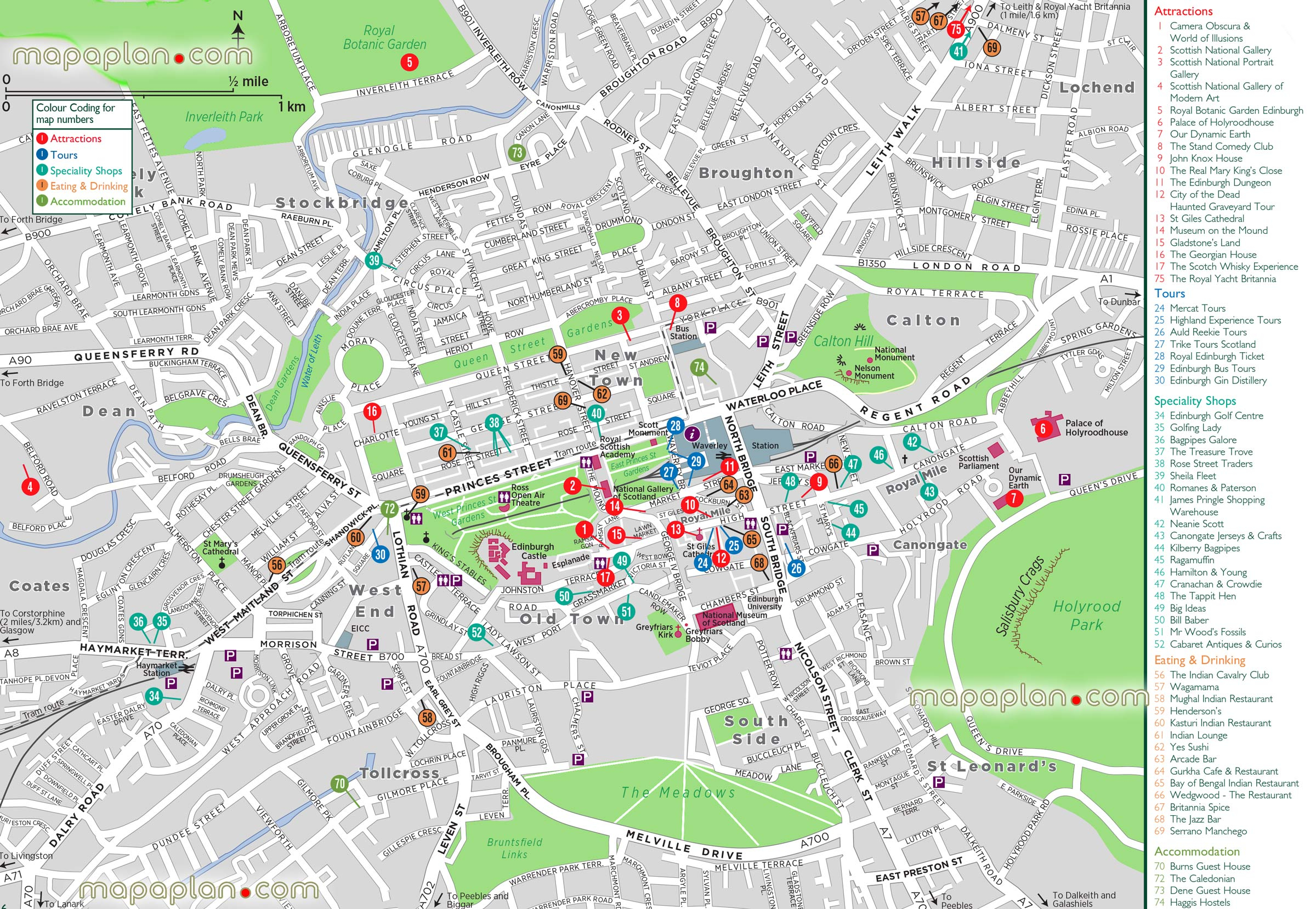 Edinburgh Map Edinburgh Inner City Center Printable Map 