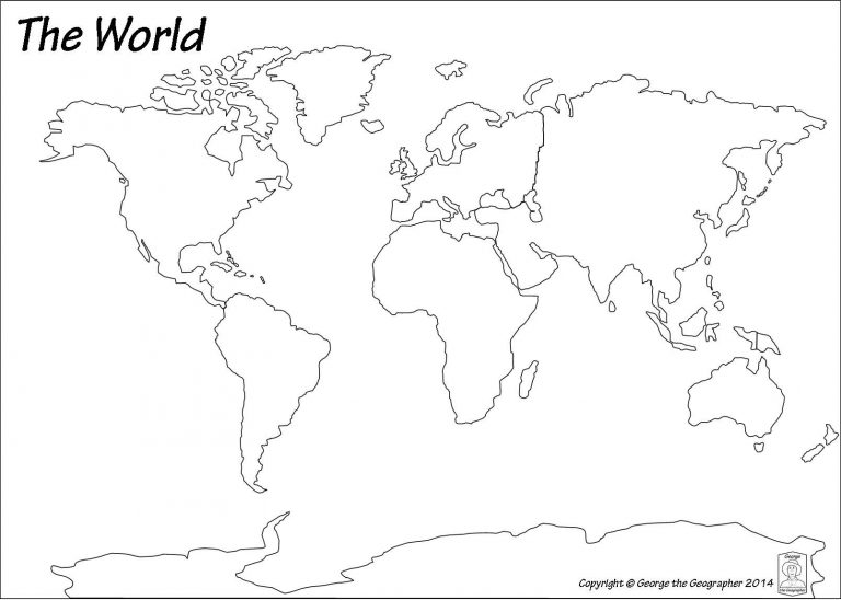 Image Result For Black And White Map Of The World Pdf