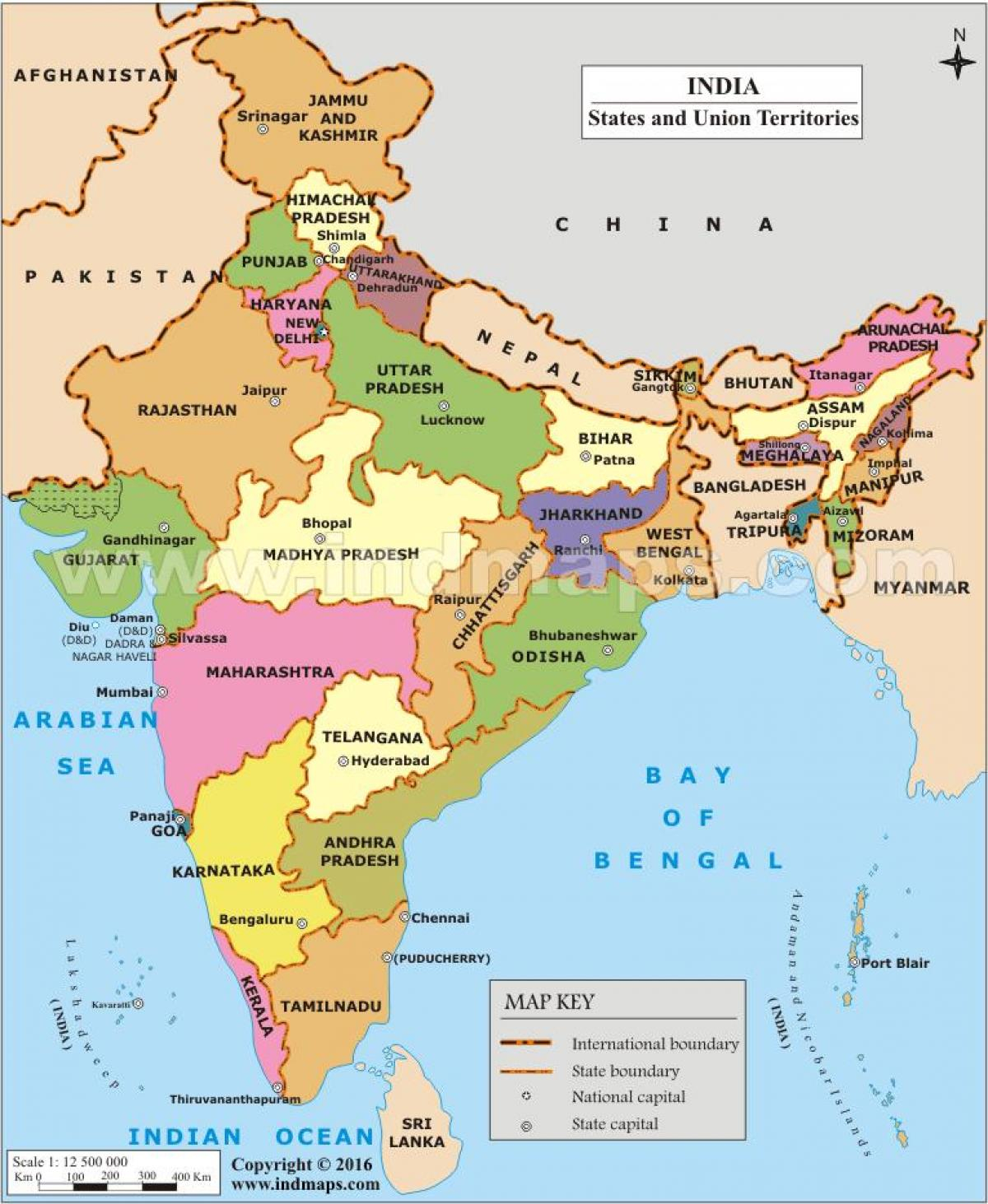 India State Map State Map Of India Southern Asia Asia 