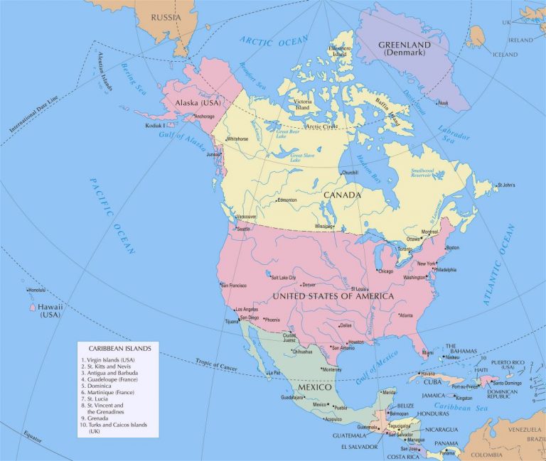 Large Detailed Political Map Of North America With