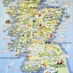 Large Tourist Illustrated Map Of Scotland Scotland