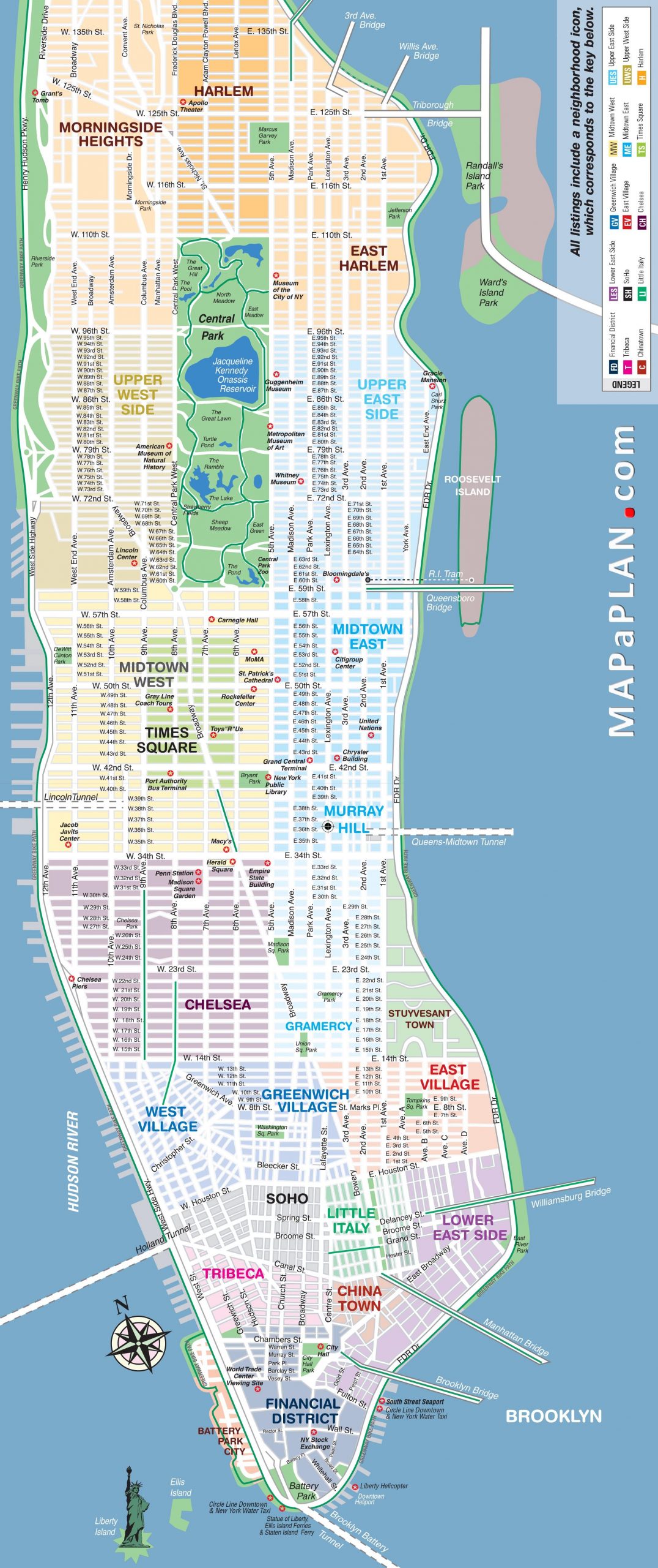 Manhattan Map Of New York Nyc Tourist Map New York 